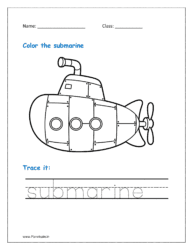 A watercraft that can operate underwater is called a submarine. It is made to move and function below the water's surface. (coloring page vehicles)
