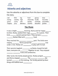 Adjective and adverbs worksheet
