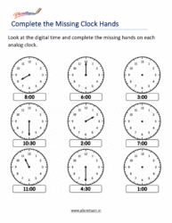 Complete the Clock Faces by Drawing the Missing Hands