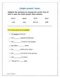 Complete the sentences by choosing the correct form of verb to make the sentence.