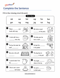 Complete the Sentence with Short U CVC Words