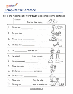 Fill in the missing word away to complete the sentence