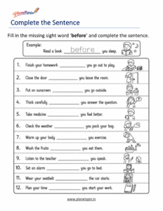 Fill in the missing word before to complete the sentence