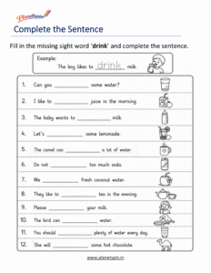 Fill in the missing word drink to complete the sentence
