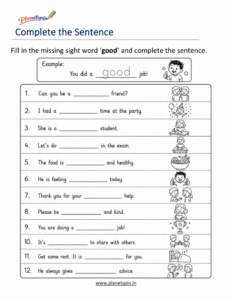 Fill in the missing word good to complete the sentence