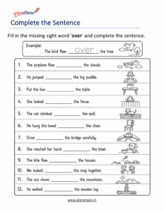 Fill in the missing word over to complete the sentence