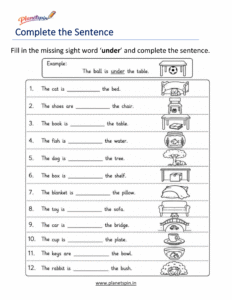 Fill in the missing word under to complete the sentence
