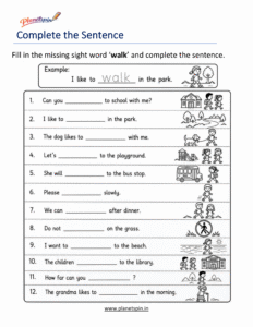 Fill in the missing word walk to complete the sentence