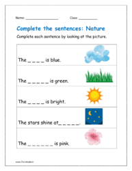 Complete the sentence worksheet