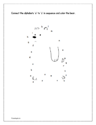 Connect alphabet dots worksheets: bear