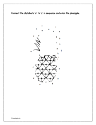 Connect the alphabets in sequence from a to z and color the pineapple