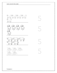 Count the objects and trace the number 5 (number 5 tracing worksheets for preschool)