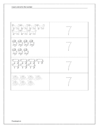 Count the objects and trace the number 7 