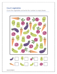 Count the vegetables and write the number in empty boxes