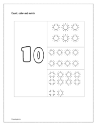 Number 10: Count, color and match the number
