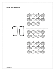 Number 11: Count, color and match the number