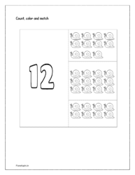 Number 12: Count, color and match the number
