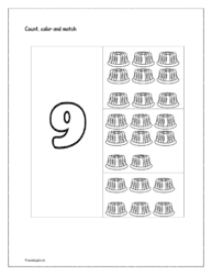 Number 9: Count, color and match the number