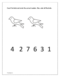 Count the birds and circle the correct number