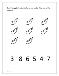 Count the eggplants and circle the correct number
