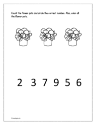 Count the flower pots and circle the correct number