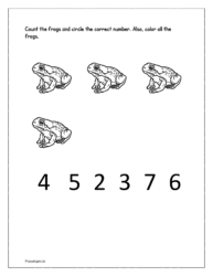 Count the frogs and circle the correct number