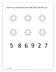 Count the suns and circle the correct number