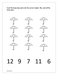 Count the umbrellas and circle the correct number