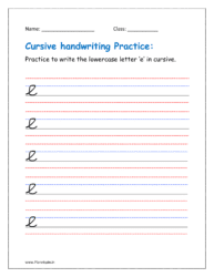 Free printable cursive e worksheet for kids (Free Printable)