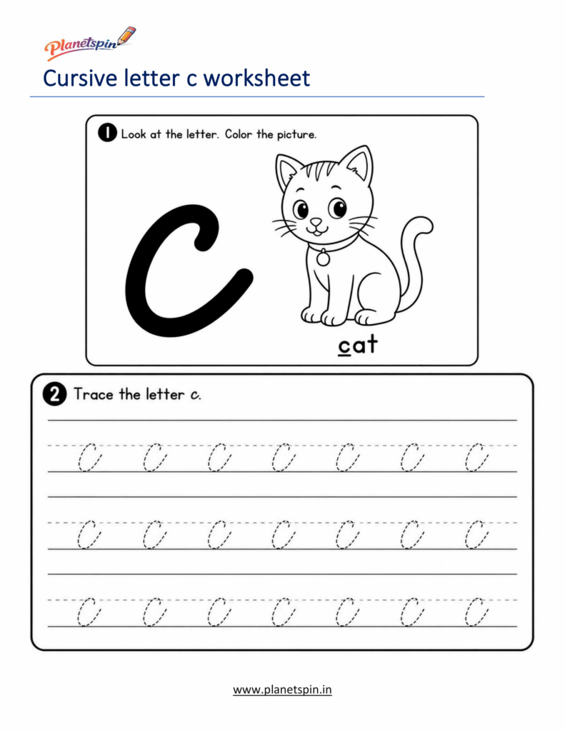 free printable cursive letter c worksheet pdf