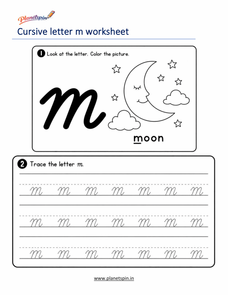 Free printable cursive m worksheet