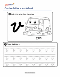 Free printable cursive v worksheet