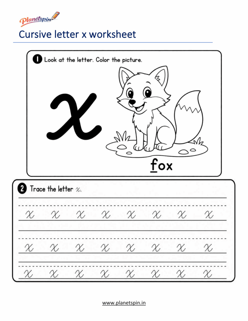 Free printable cursive x worksheet