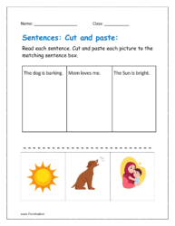 Cut and paste sentence worksheets
