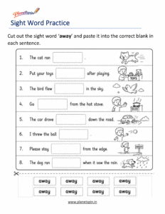 away cut paste printable worksheet