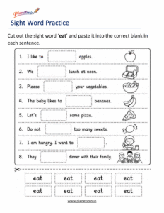 eat cut paste printable worksheet