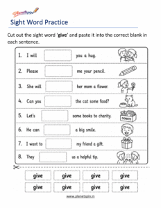 give cut paste printable worksheet