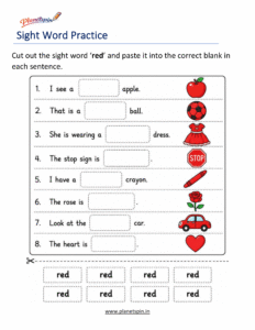 red cut paste printable worksheet