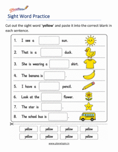yellow cut paste printable worksheet