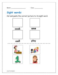 Cut and paste the correct picture to its sight word given in the worksheets pdf for free