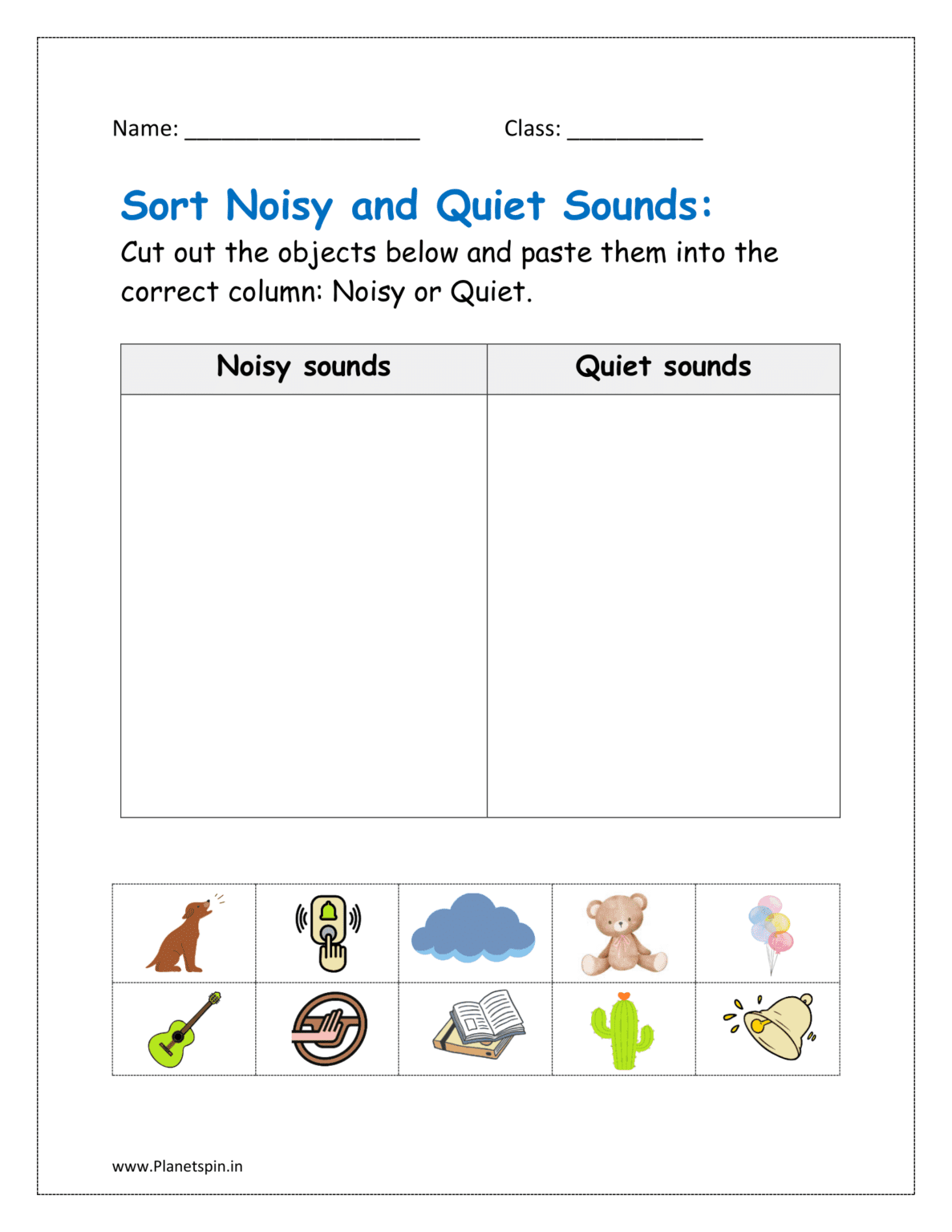Sound energy worksheets pdf for kindergarten | Planetspin.in