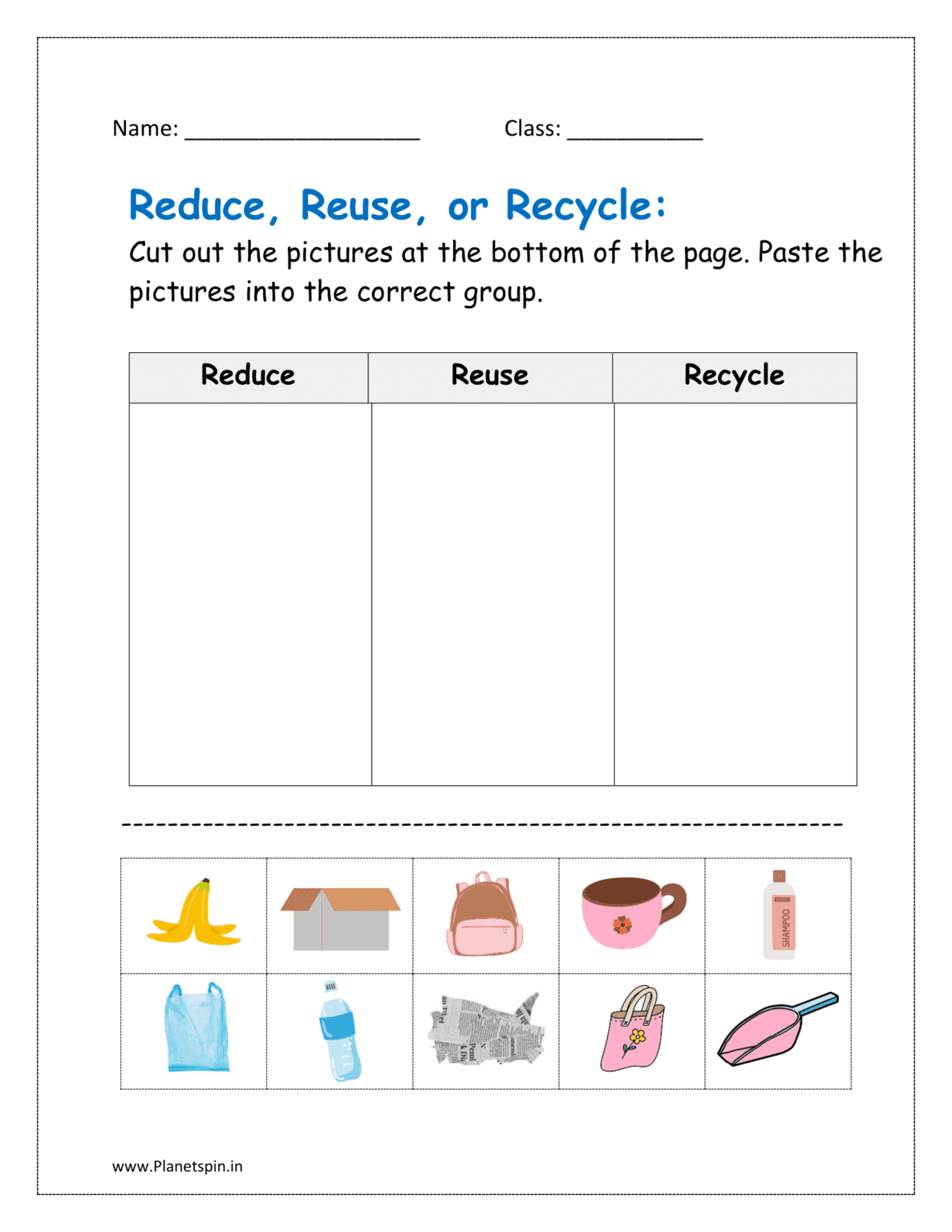 Reuse reduce recycle worksheet for grade 1 pdf | Planetspin.in