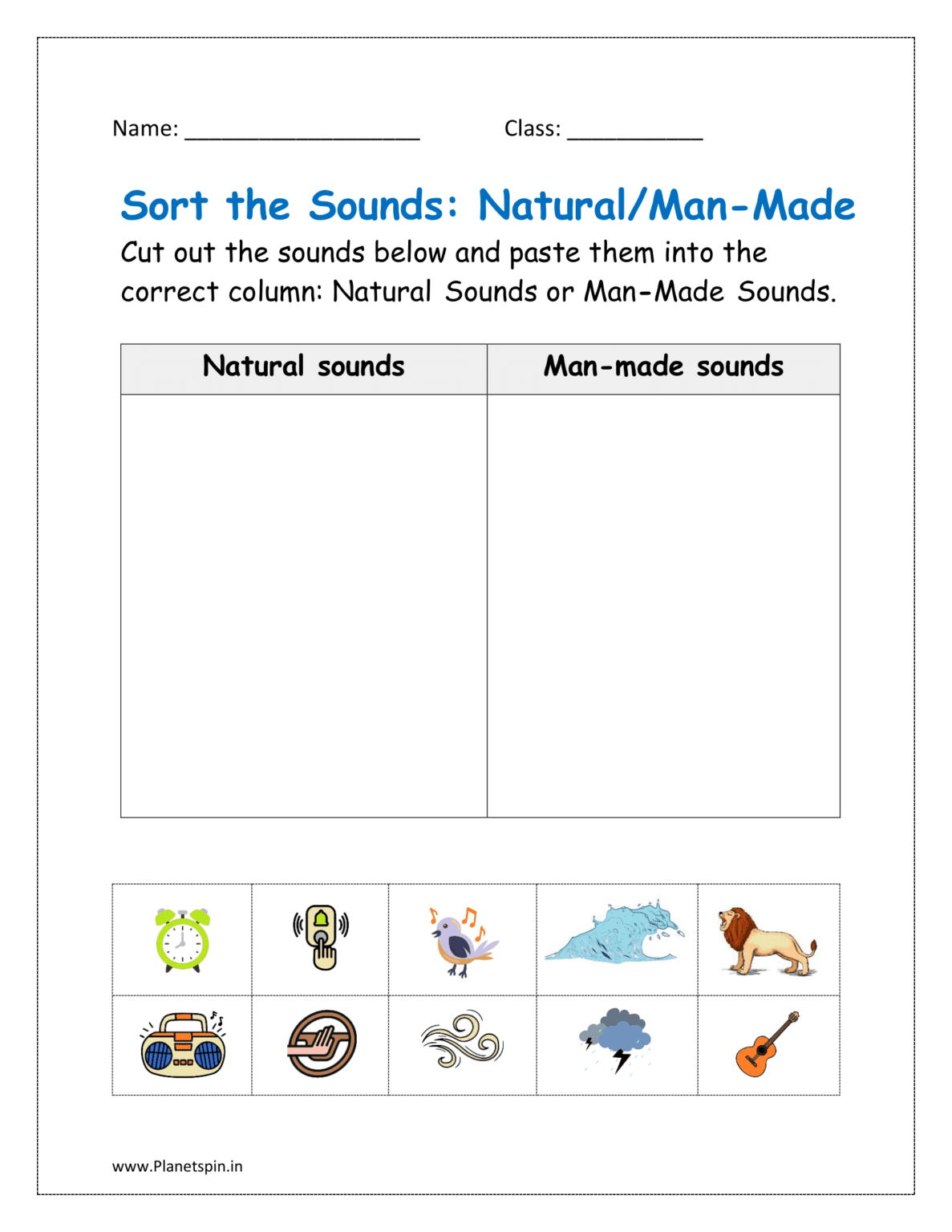 Sound energy worksheets pdf for kindergarten | Planetspin.in