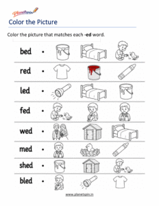 Color the Correct -ED Word Worksheet