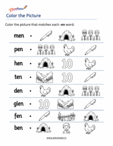 Color the Correct -EN Word Worksheet