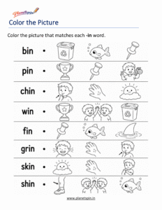 Color the Correct -IN Word Worksheet
