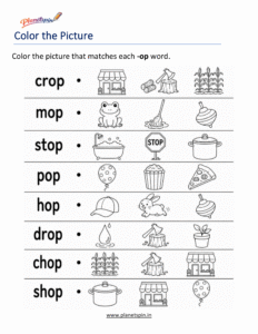 Color the Correct -OP Word Worksheet