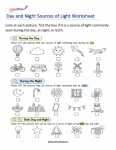 Grade 1 science light sources activity