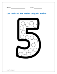 5: Dot circles of the number 5 using dot marker