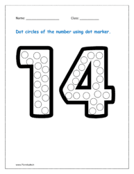 14: Dots circles of the number 14 using dot marker